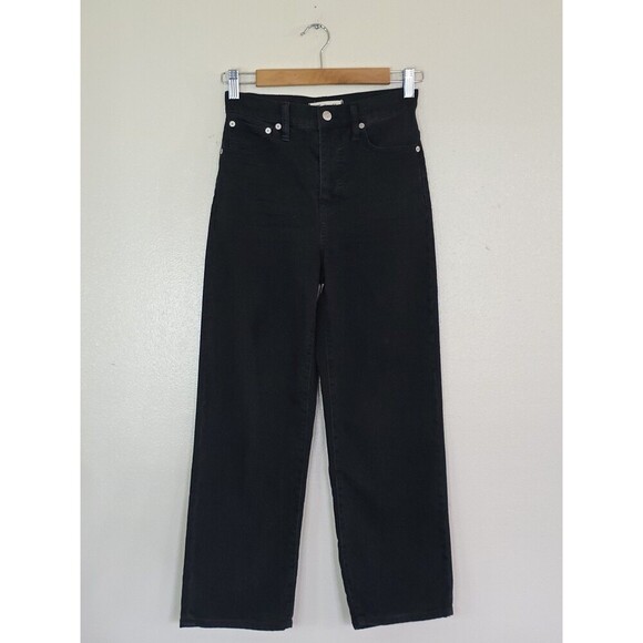 Madewell Jeans Womens Size 25 Slim Wide Leg Crop Black Denim Wash - Picture 1 of 9